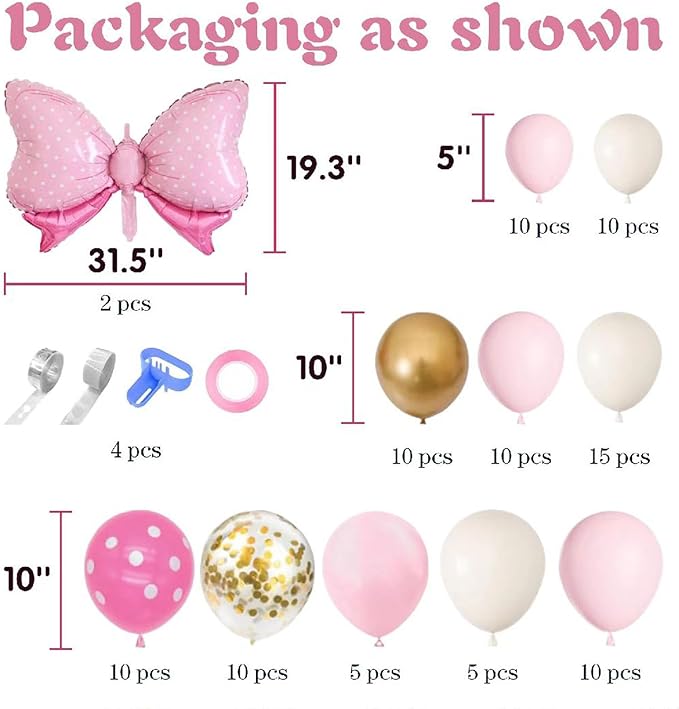36 Inches Bow Foil Balloon Huge Bowtie Pink Balloon - Image 2