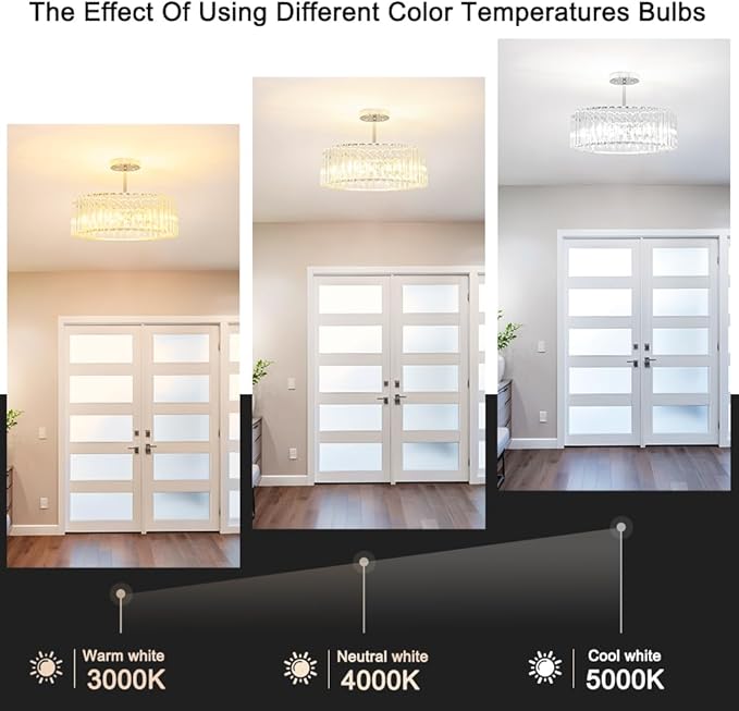 Modern Crystal Ceiling Light Fixture, Semi Flush Mount Ceiling Light, Chrome - Image 6