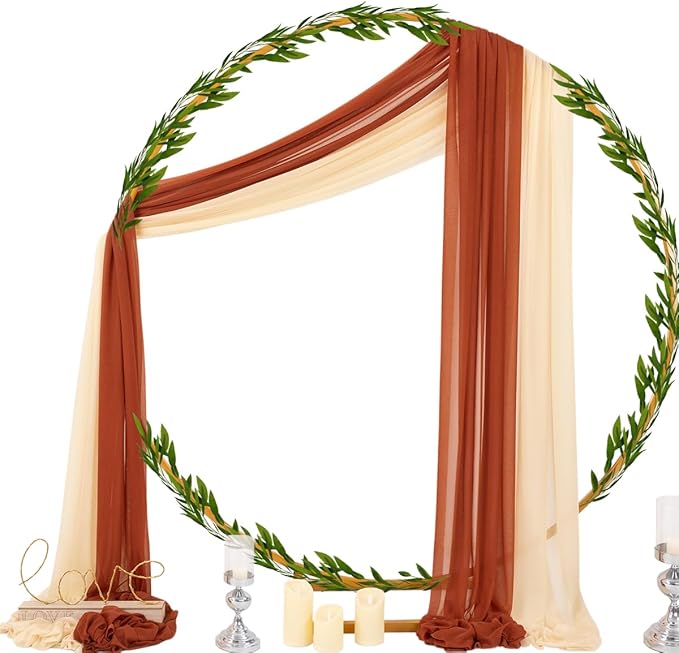 Socomi Wedding Arch Draping Fabric 29" x 20Ft 2 Panels Champagne and Terracotta - Image 5
