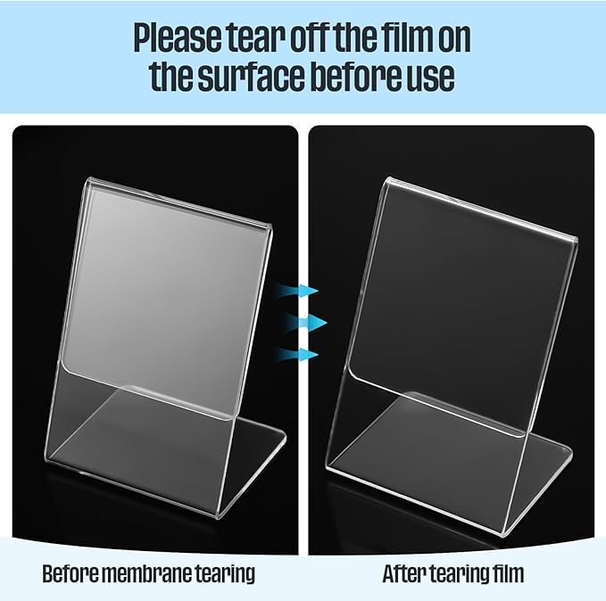 Ctosree 12 Pcs Acrylic Photo Frame L shape Slant Back Desktop Photo Frames - Image 2