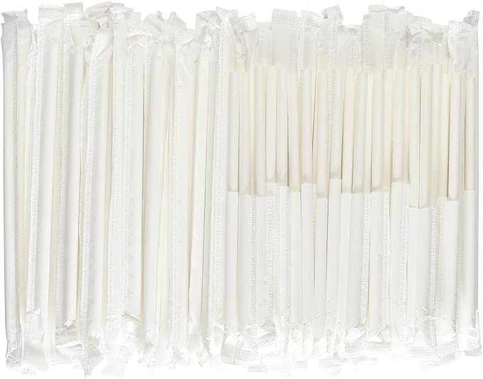 Compostable Short Paper Straws Individually Wrapped, 5.75" x 0.24", Dye-free - Image 2
