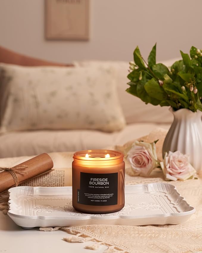 M&SENSE Fireside Bourbon Jar Candle, 11.6oz Clean Soy Wax Up to 70 Hours Burn - Image 7