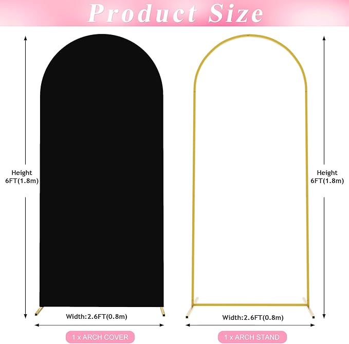 Wokceer 6 FT Wedding Arch Backdrop Stand and Arch Cover Metal Arch Stand - Image 2