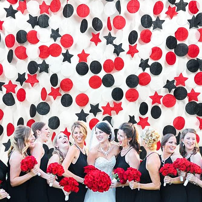 173 Ft Red Black and White Party Decorations Big Star Circle Dots Backdrop - Image 5