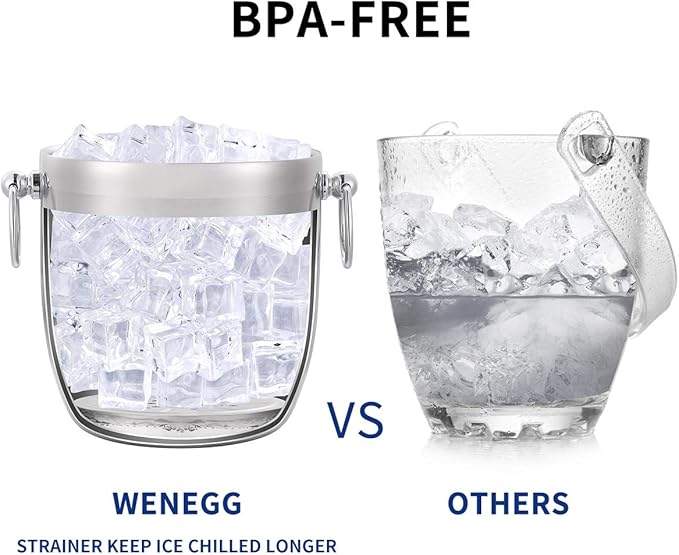 Ice Bucket with Lid, Tongs and Strainer - Image 4