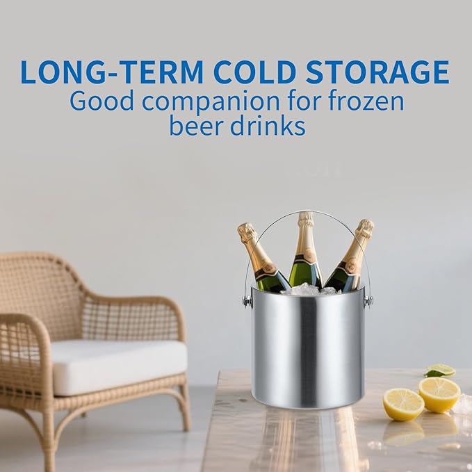 3L Stainless Steel Double-Wall Insulated Ice Bucket - Image 2