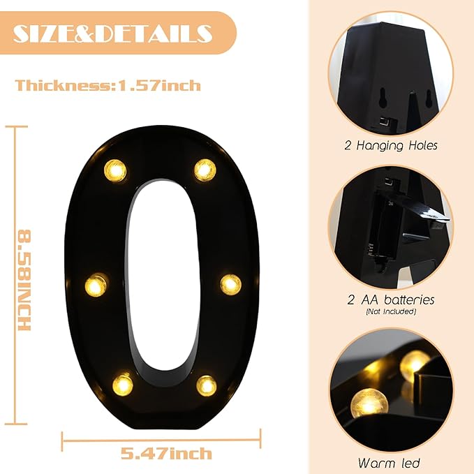 LED Marquee Numbers, 8.58 Inch Led Light Up Numbers - Image 2