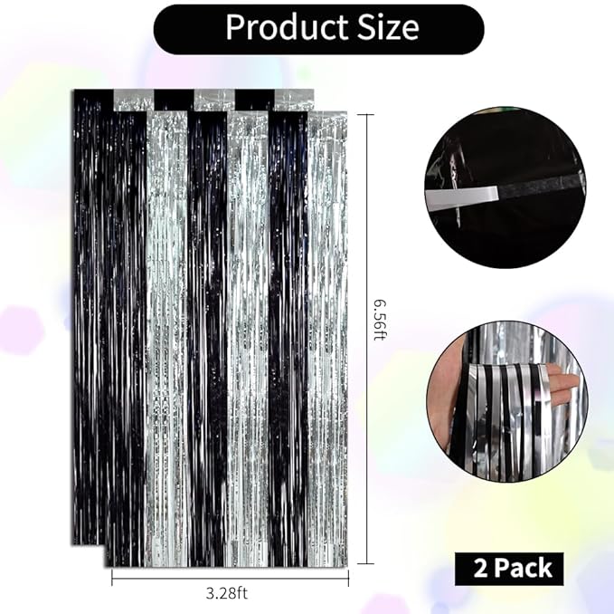 BEISHIDA 2Pcs Black Silver Door Streamers Congrats Grade 2025 Decoration - Image 2