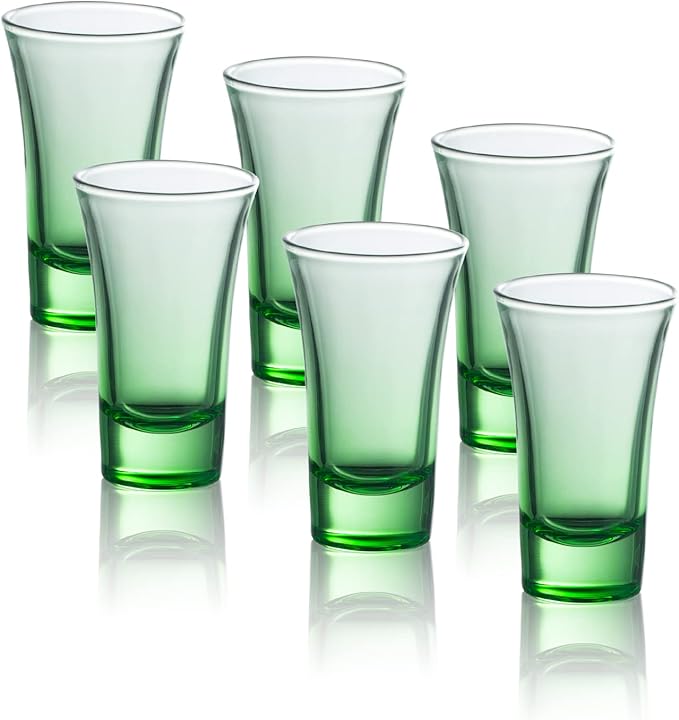 M&N HOME Ombre Green Shot Glass Set, 2 Oz Set of 6 Colored Shot Glasses by MNHOME