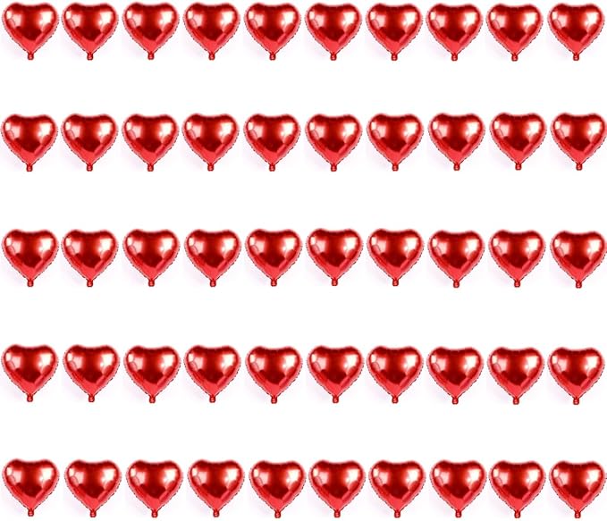 50 Pcs Red Heart Shaped Balloon Foil Balloon 5 inch Heart Balloon by USINNOEM