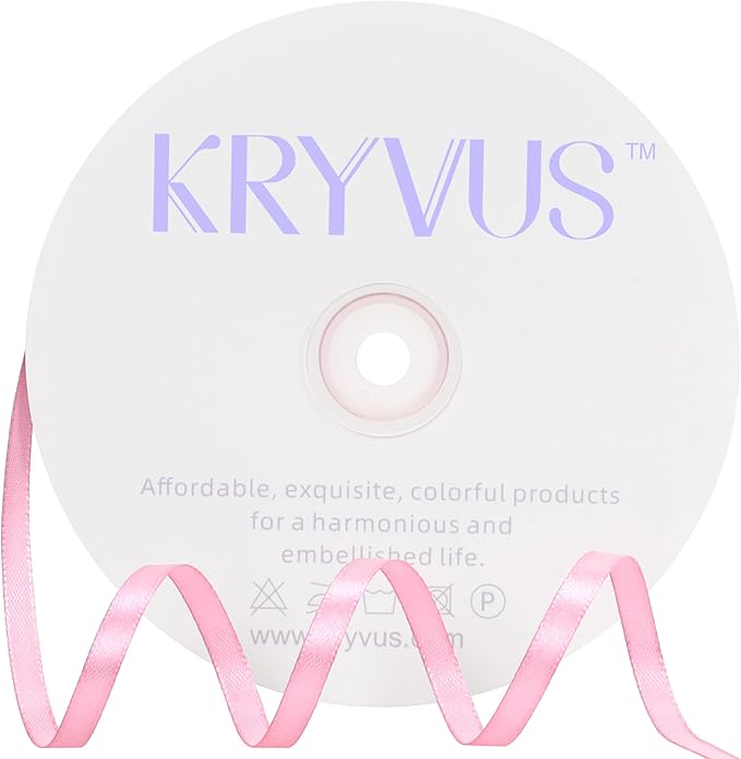 Rose Pink Satin Ribbon 1/4 inch X Continuous 100 Yards, Single Face Polyester by Kryvusribbon