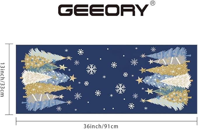 GEEORY Christmas Table Runner 13x36 Inch, Xmas Trees Snowflakes Holiday - Image 6