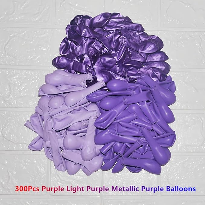 300 Pcs Purple Balloons 5 Inch Metallic Chrome Purple Pastel Macaron Light - Image 2