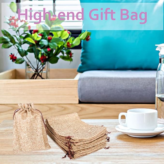 LYSXP 50PCS Burlap Bags with Drawstring，5x7 Inch Drawstring Gift Bag Jewelry - Image 5