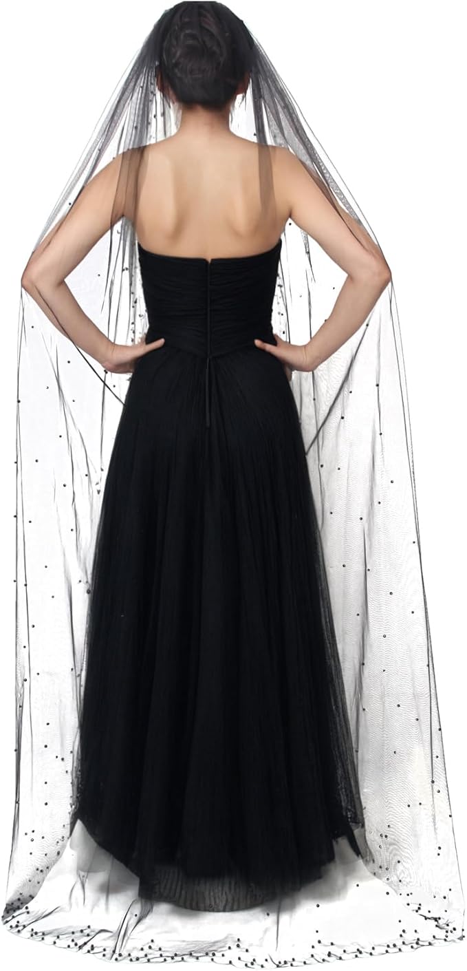 1 Tier Pearl Wedding Bridal Veil - Image 2