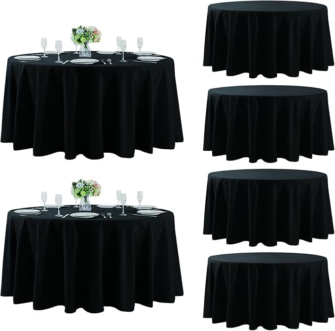 Fokitut 6 Pack Round Tablecloth, 132 Inch, Stain Resistant and Wrinkle by Fokitut