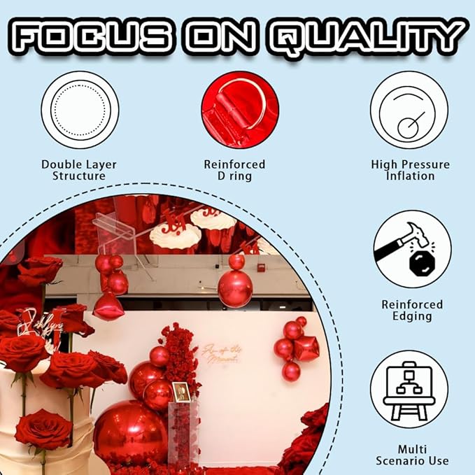6 PCS Red Mirror Balls Inflatable Beautiful Decorative Spheres - Image 2