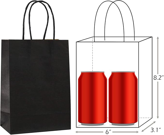 25 PCS Small Gift Bags Black Kraft Paper Bags - Image 2