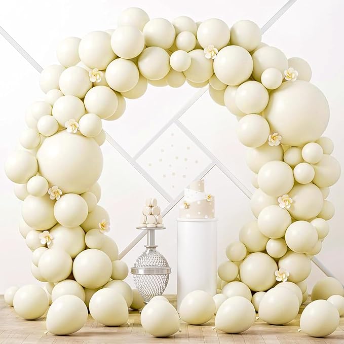 90pack Ivory Balloons Different Size 18/12/10/5 Inch Ivory White Balloon by Voircoloria