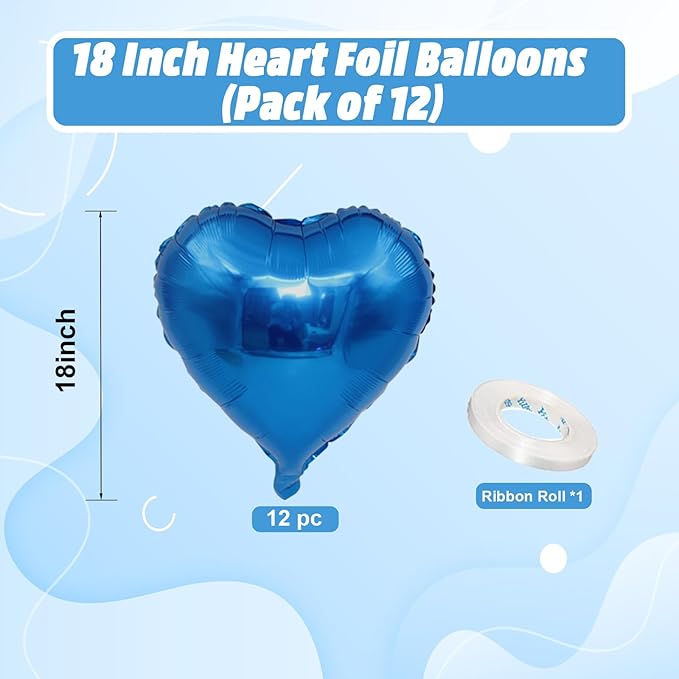 Blue Heart Balloons, 18 Inch Royal Blue Heart Shape Balloon - Image 2