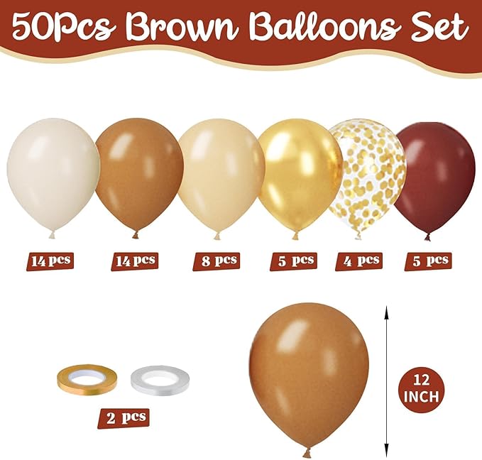 Paready Brown and Gold Balloon Set - Image 3