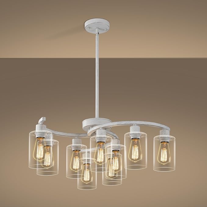 9-Light Antique White Chandelier by CNRATYE