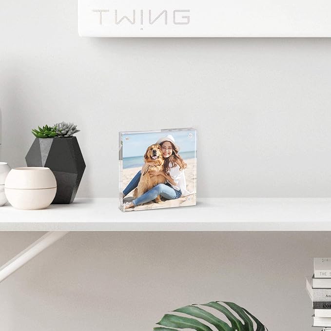 TWING 5 x 7 Inch 3 Pack Acrylic Photo Frame Horizontal Magnet Double Sided - Image 6