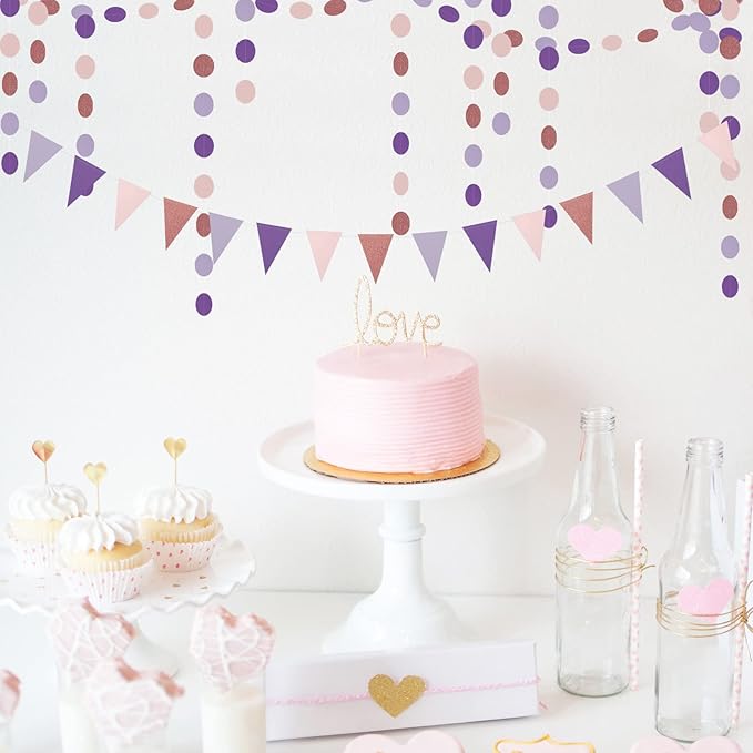 Rose-Gold Pink Purple Party Decorations - Image 4