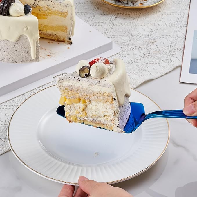 Blue Cake Cutter Set, Stainless Steel Cake Cutting Utensils Include Cake Knife - Image 4