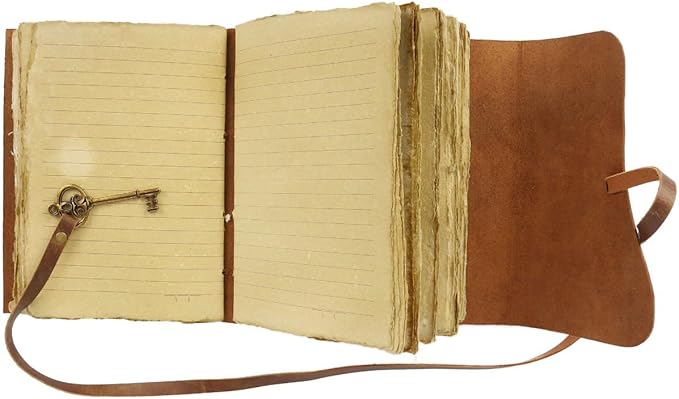 Leather Journal with Lined and Unlined Deckle Edge Paper 8x6 inch and Vintage - Image 2