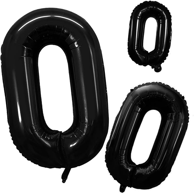 GOER 2 Pcs 42 Inch Black Foil Balloons Number 0 by GOER