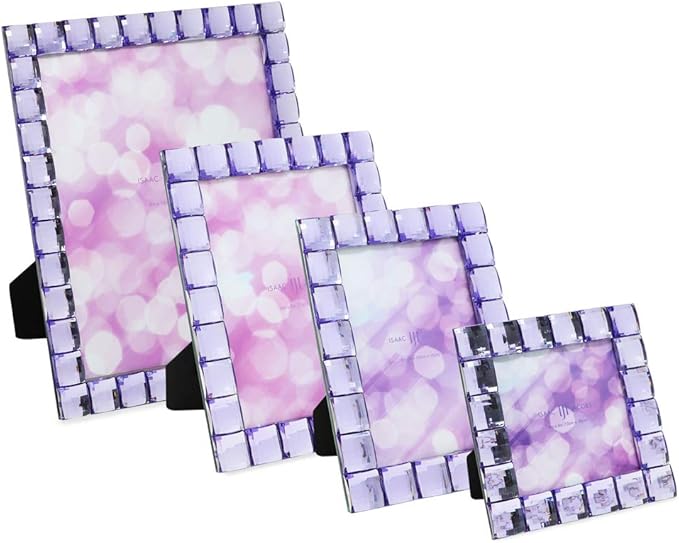 Isaac Jacobs Decorative Sparkling Light Purple Jewel Picture Frame, Photo - Image 4