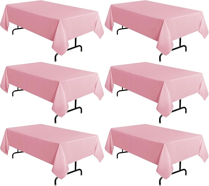 sancua 6 Pack Pink Tablecloth 60 x 102 Inch, Rectangle Table Cloth by sancua