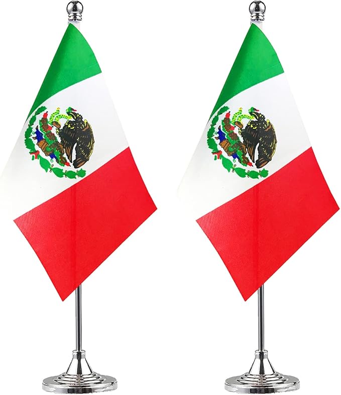 ZXvZYT 2 Pack Mexico flag Mexican Table Flag Small Mini Mexican Desk Flags by ZXvZYT