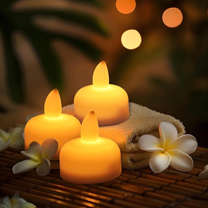 24pcs Warm White Flameless Waterproof LED Floating Candles, Battery Powered - Image 9