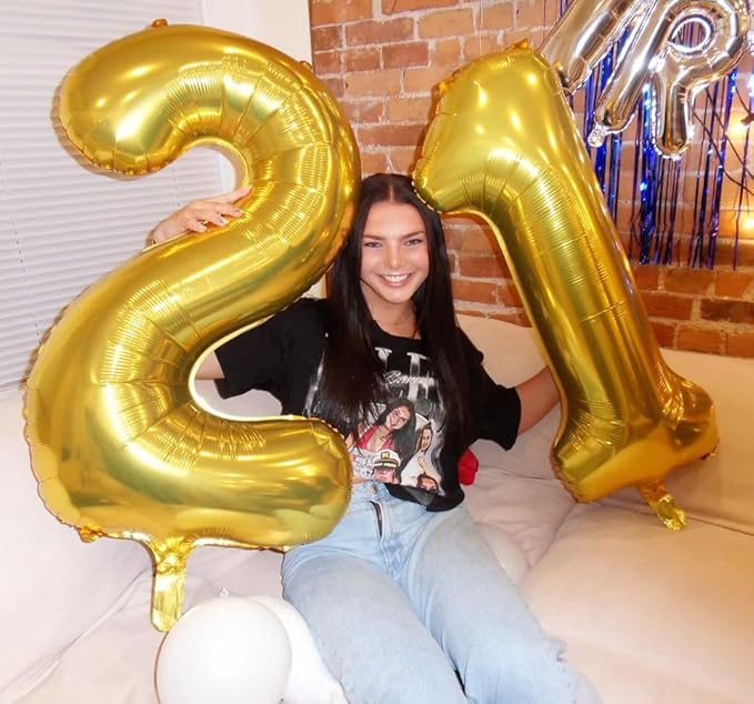 40 Inch Gold 0-9 Number Mylar Foil Balloons 2 Gold Digital Balloons - Image 2
