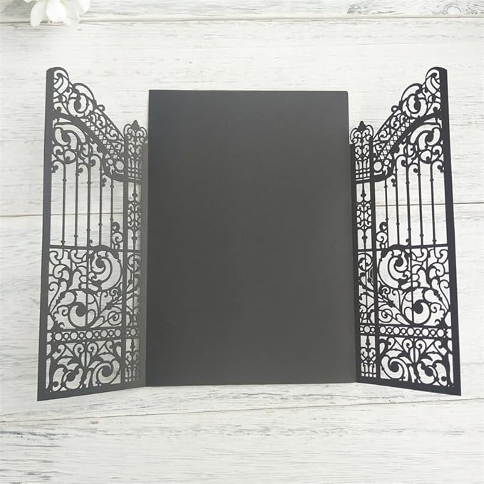 Black Gate Invitation Castle Laser Cut Card - Image 3