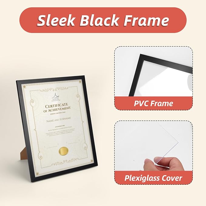 Rempry 8.5 x 11 Picture Frame Set of 14, Certificate Frames 8.5 by 11, Tabletop - Image 3