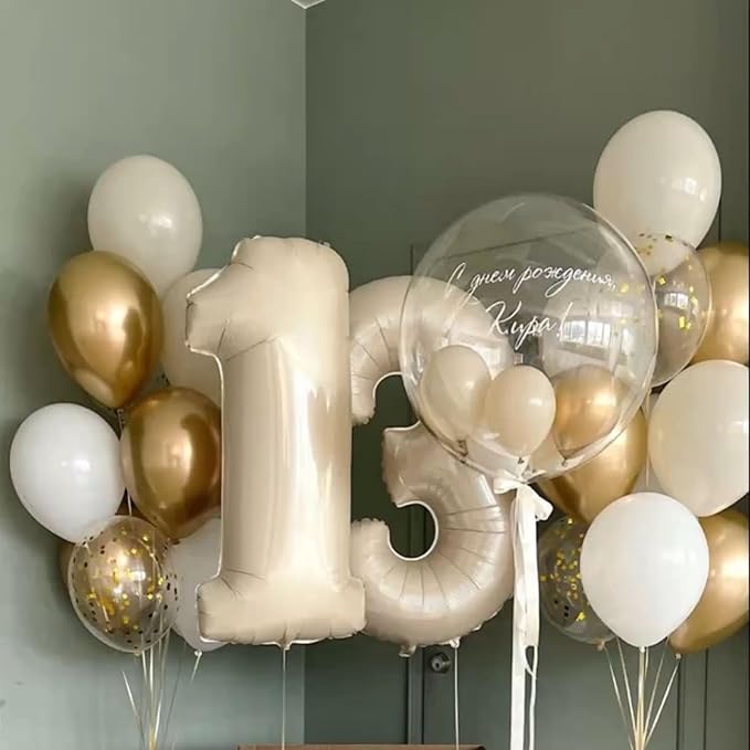 40 Inch Cream White Number1st Balloon Mylar Big Foil Helium Number 10th 11st 21 - Image 5