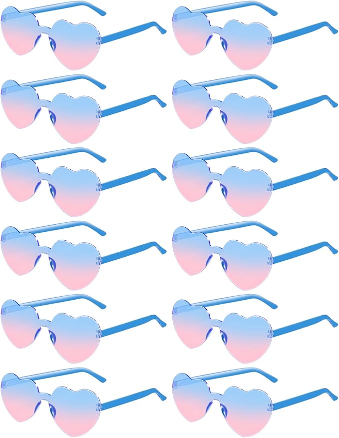 12 Pairs Heart Shaped Sunglasses by AGGKKY