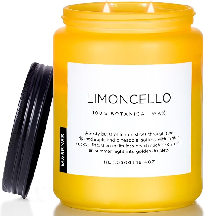 M&SENSE Limocello Summer Scented Candle, 19.4oz 110 Hours Long Lasting Burn Non by MSENSE