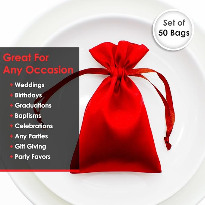 Red Satin Gift Bags - Image 5