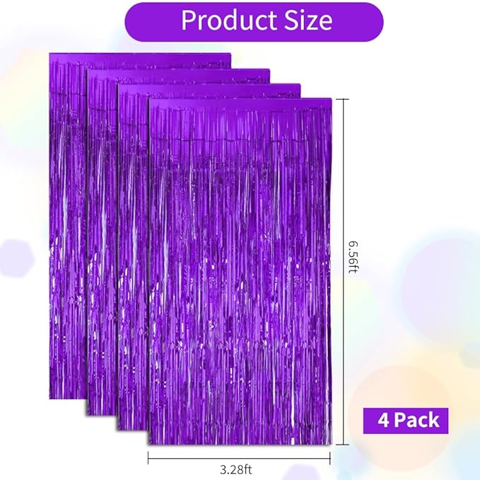 BEISHIDA 4 Pcs Purple Door Streamers Tinsel Curtain Party Streamers Backdrop - Image 2