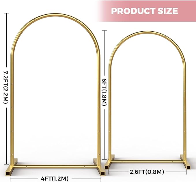 Gold Metal Arch Backdrop Stand Set of 2 - Image 3