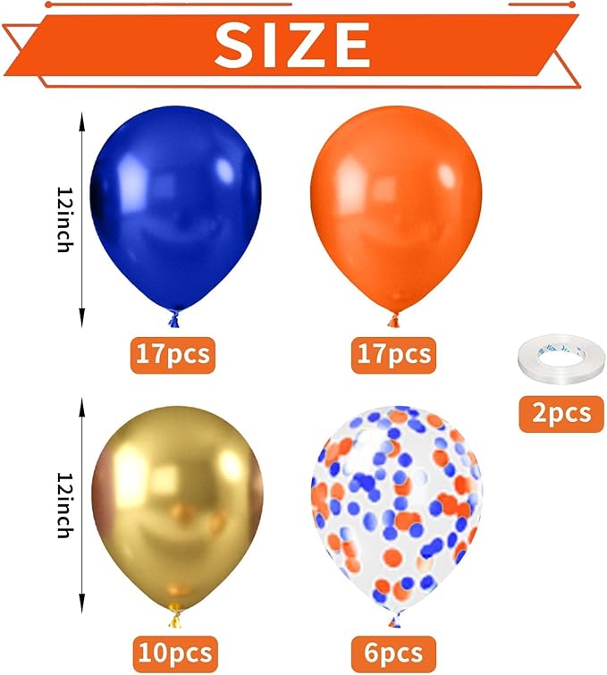 Orange and Blue Balloons, Birthday Balloon Party Decorations - Image 2