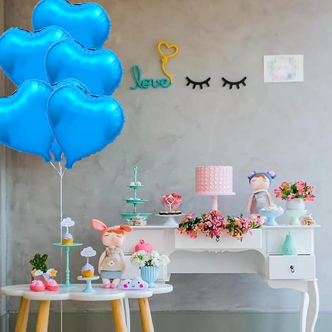 BEISHIDA 30pcs 18inch Blue Heart Foil Balloons - Image 5