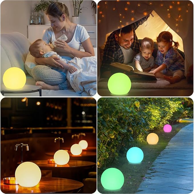 8-in LED Glowing Ball Light for Kid, 16 RGB Color Changing Globe Orb Night - Image 6