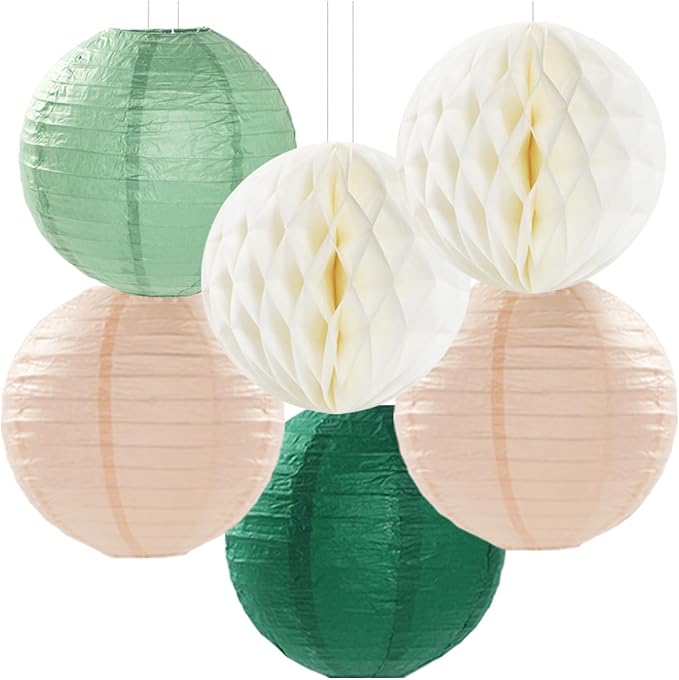 Sage-Green Pink-Beige Boho Party-Decorations Streamers - Image 3