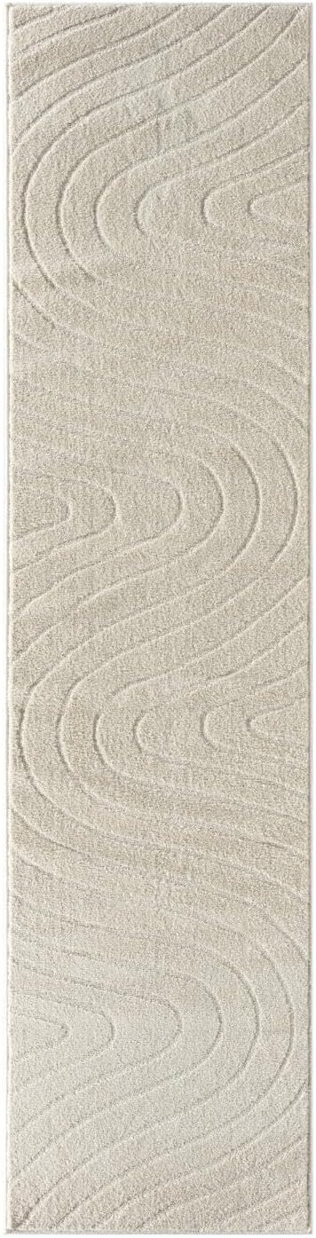 LUXE WEAVERS Modern Geometric Wave Cream 2x8 Area Rug - Image 2