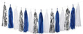 Navy-Blue White-Silver Tassel Garland Streamers by Panduola